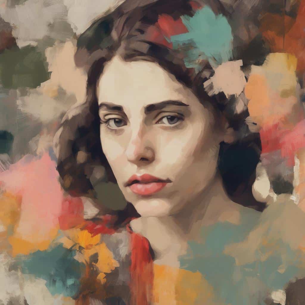 Ανθρώπινα πρόσωπα σε αφηρημένο στυλ, σύγχρονη τέχνη, πορτραίτο, ζωγραφική σε καμβά, εκφραστικό πορτραίτο.