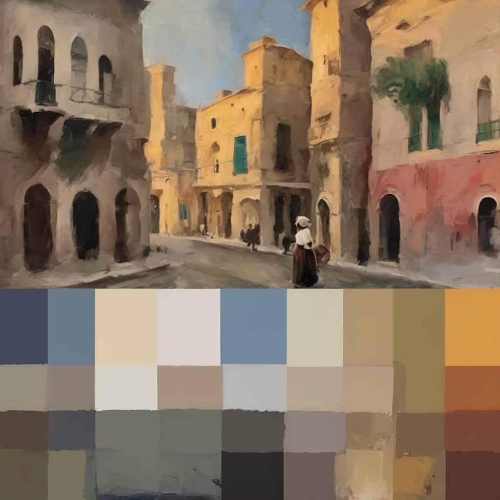 Παραδοσιακή πόλη, αρχαία κτήρια, ζωγραφική εικόνα, αρχιτεκτονική, μεσαιωνικό σκηνικό, καλλιτεχνική απεικόνιση, τοπία, πολιτιστική κληρονομιά, αστικό τοπίο, σκηνές πόλης, ατμόσφαιρα, ιστορική ατμόσφαιρα, υπέροχη αρχιτεκτονική, εμπνευσμένη τέχνη, την ιστορία, ζωγραφισμένο λιμάνι, παλιά καθημερινότητα, πολιτιστικό σκηνικό, παραδοσιακή αρχιτεκτονική, τέχνη και ιστορία.