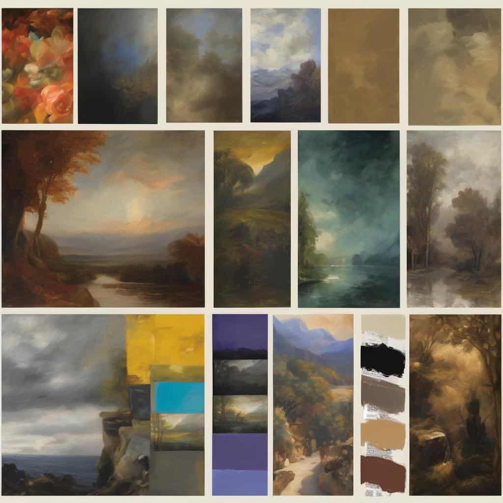 Ουράνια τοπία και μοτίβα σε ζωγραφικά έργα, αποκαλύπτοντας την αφαίρεση της πραγματικότητας.