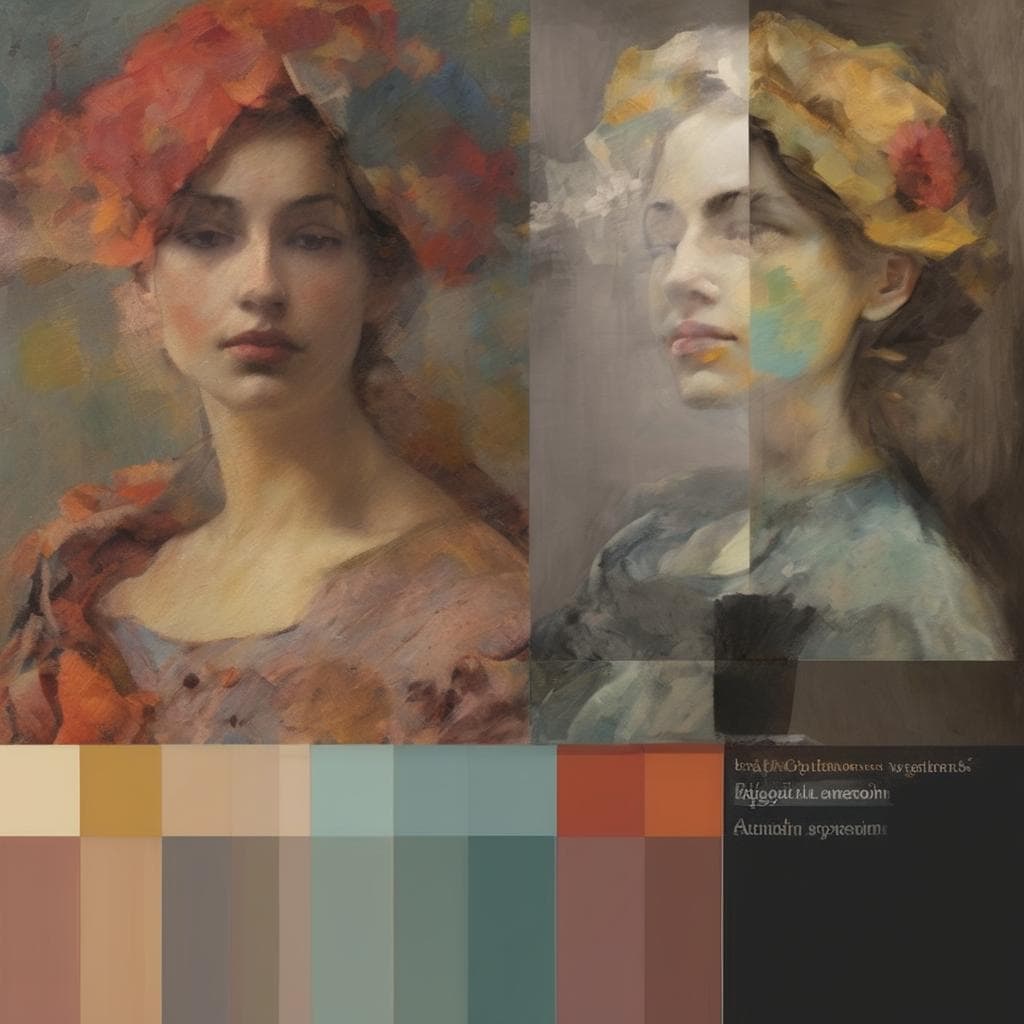 Γυναίκα με πολύχρωμο καπέλο, συναισθηματική πορτρέτο τέχνης, ψηφιακό έργο τέχνης, αφαιρεση της πραγματικότητας, σύγχρονη ζωγραφική.