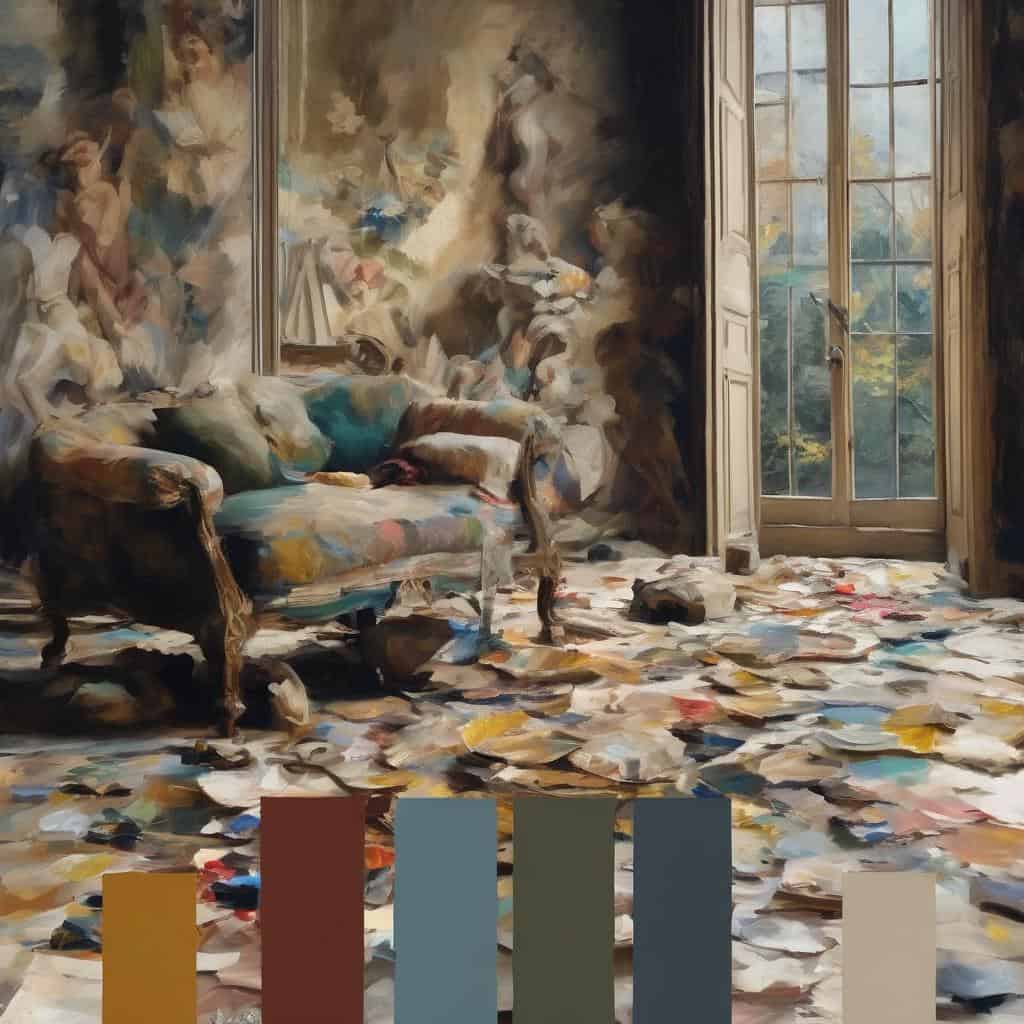 Αφαίρεση πραγματικότητας σε καλλιτεχνικό πίνακα με χαλάσματα και ανοιχτά παράθυρα.